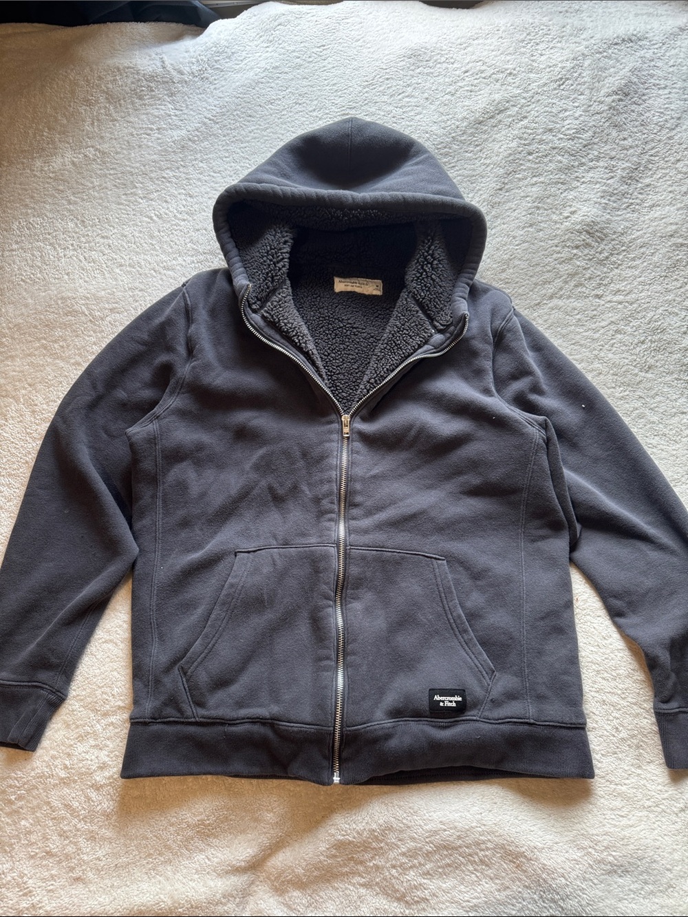 Abercrombie & Fitch Men's Charcoal Zip-Up Hoodie